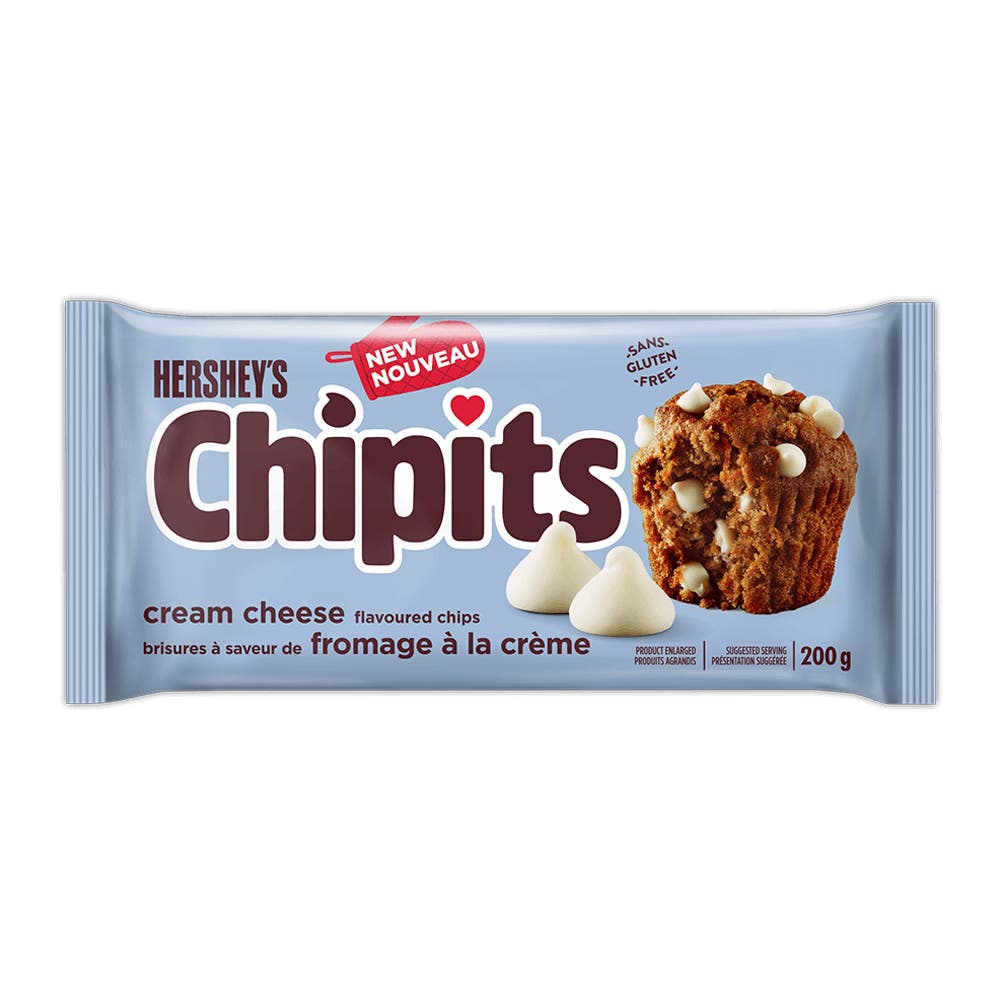 HERSHEY'S CHIPITS Cream Cheese Flavoured Chips, 200g bag - Front of Package
