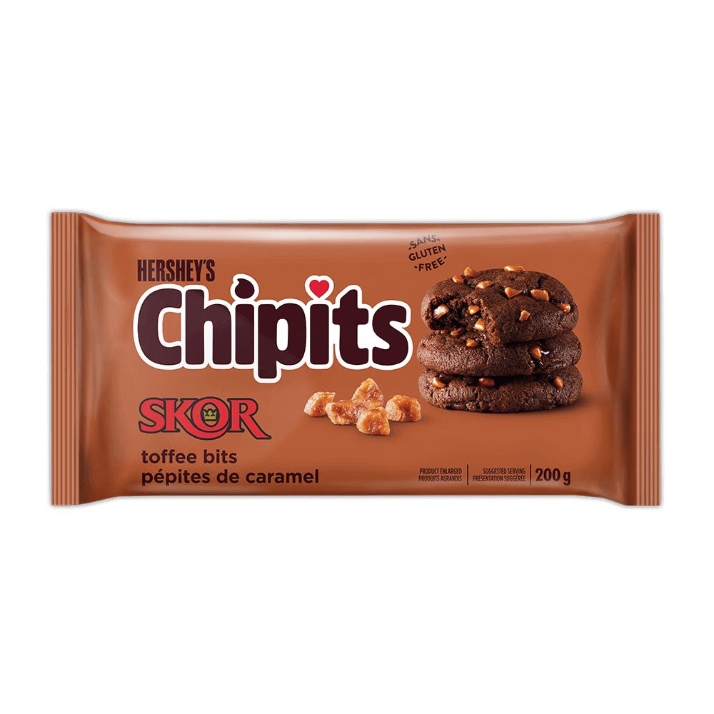 HERSHEY'S CHIPITS SKOR Toffee Bits, 200g bag - Front of Package