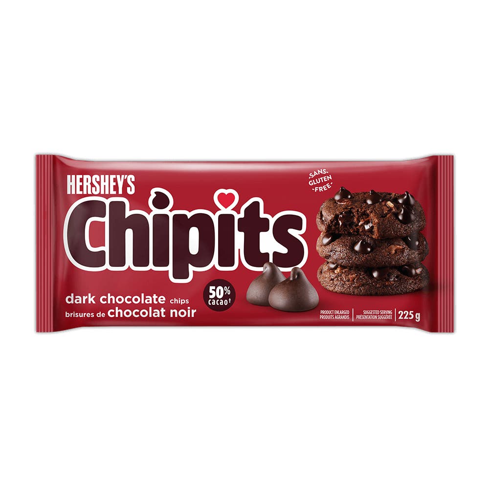HERSHEY'S CHIPITS Dark Chocolate Chips, 225g bag - Front of Package