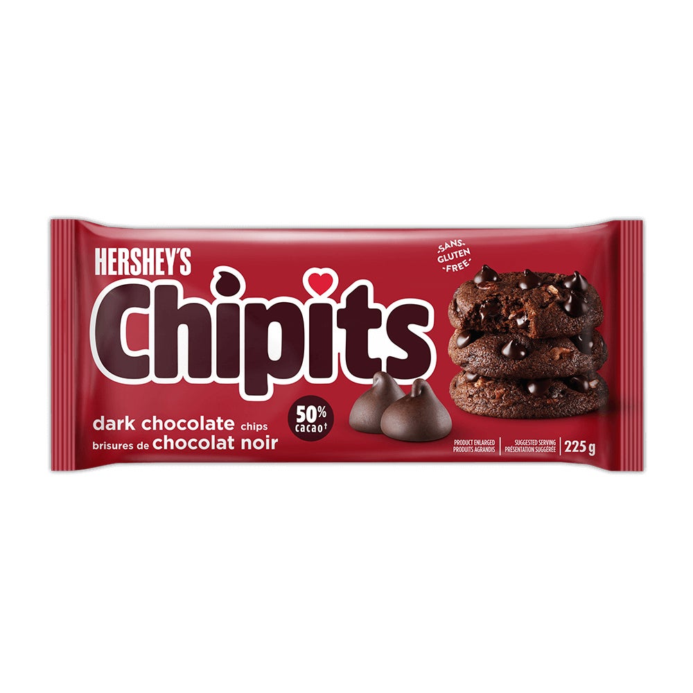 HERSHEY'S CHIPITS Dark Chocolate Chips, 225g bag - Front of Package