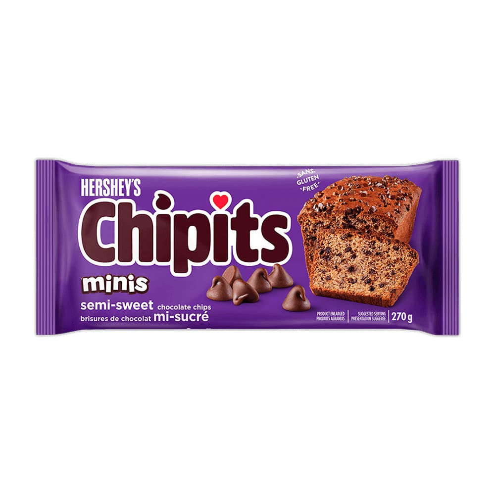 HERSHEY'S CHIPITS Minis Semi-Sweet Chocolate Chips, 270g bag - Front of Package