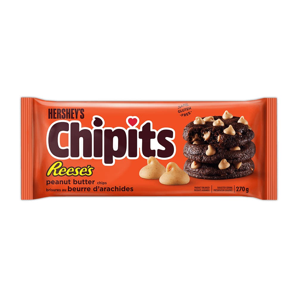 HERSHEY'S CHIPITS REESE'S Peanut Butter Chips, 270g bag - Front of Package