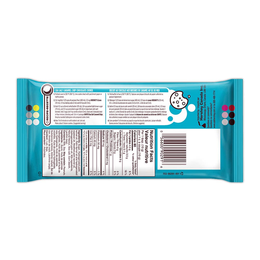 HERSHEY'S CHIPITS Sea Salt Caramel Chips, 270g bag - Back of Package