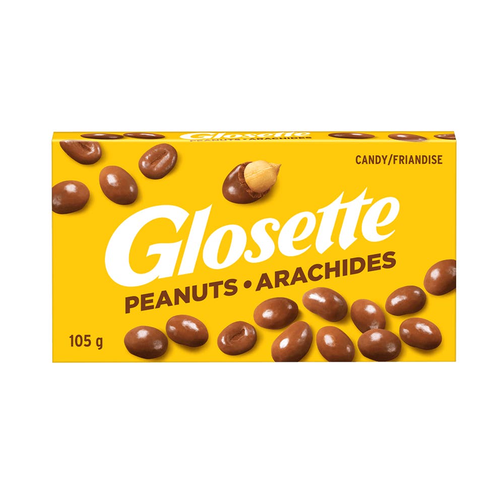 GLOSETTE Chocolatey Coated Peanuts Candy, 105g box - Front of Package