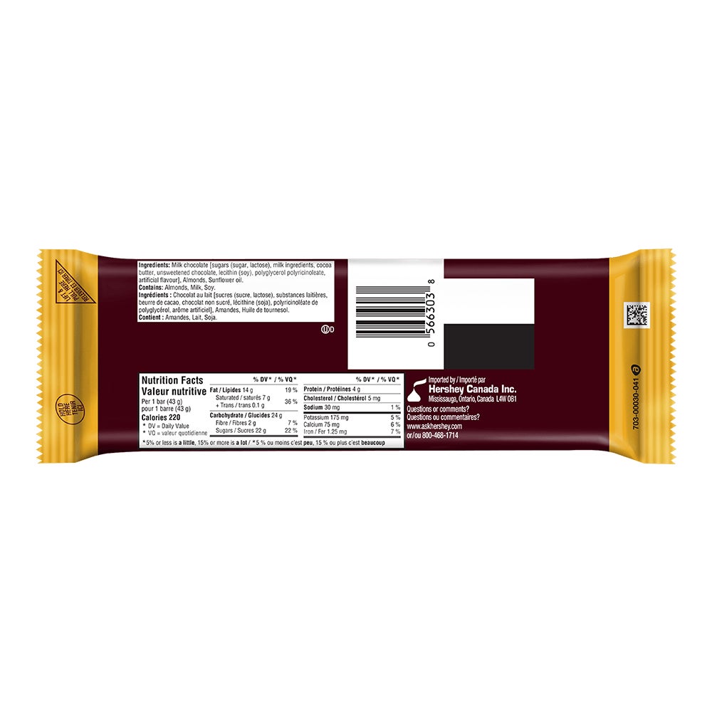 HERSHEY'S Pokémon Special Edition Creamy Milk Chocolate with Almonds Candy Bar, 43g - Back of Package