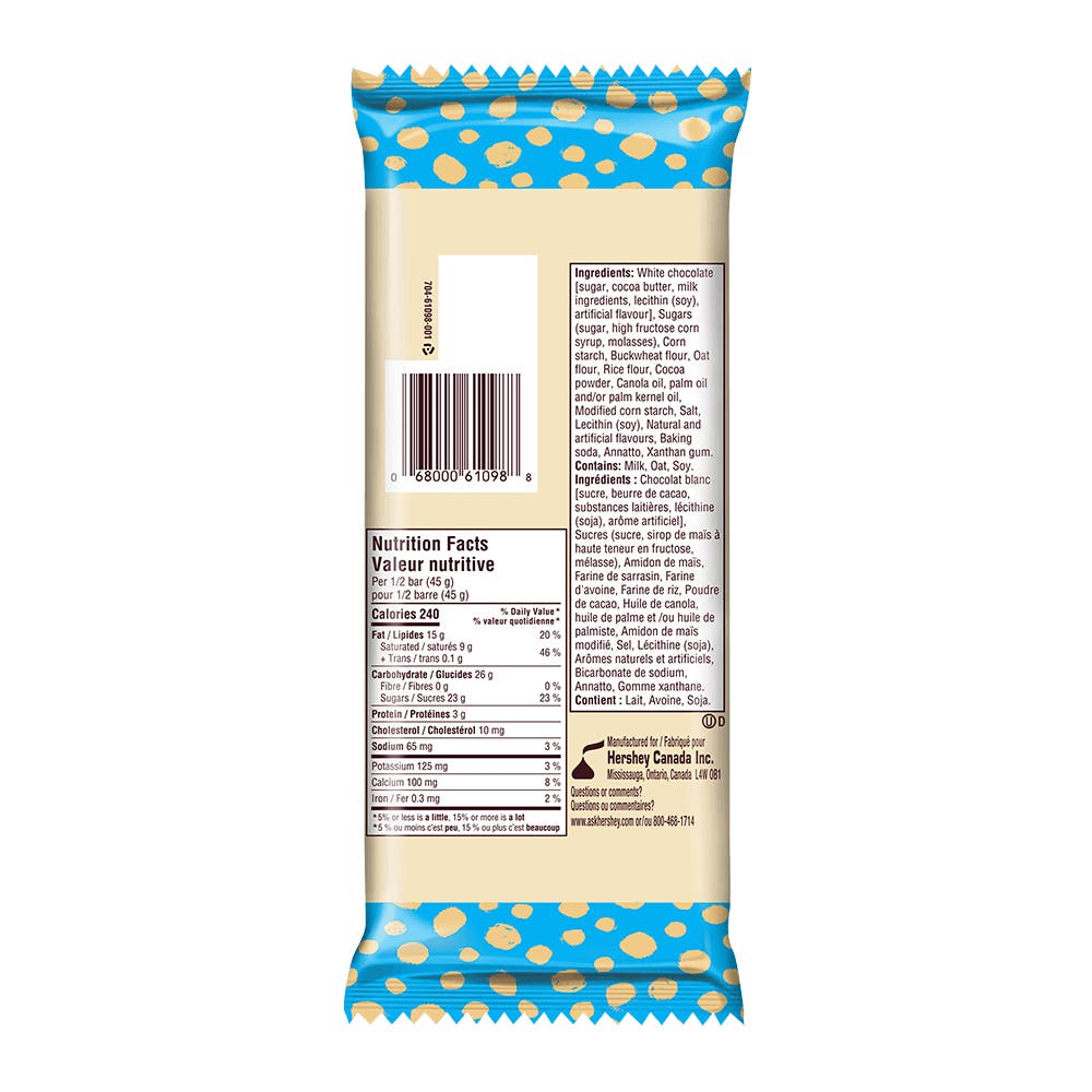 HERSHEY'S COOKIES 'N' CREME GRAHAM CLUSTERS Candy Bar, 90g - Back of Package