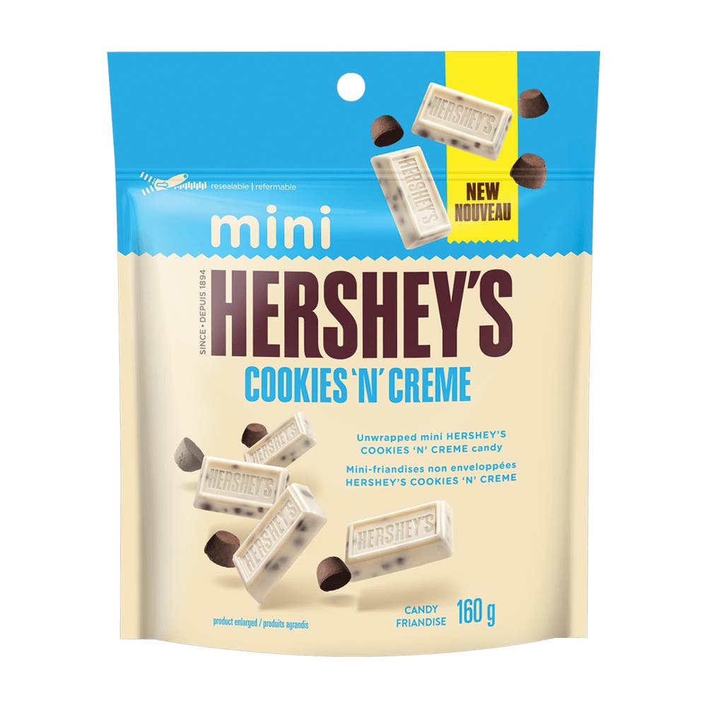 HERSHEY'S COOKIES 'N' CREME Mini Candy, 160g bag - Front of Package