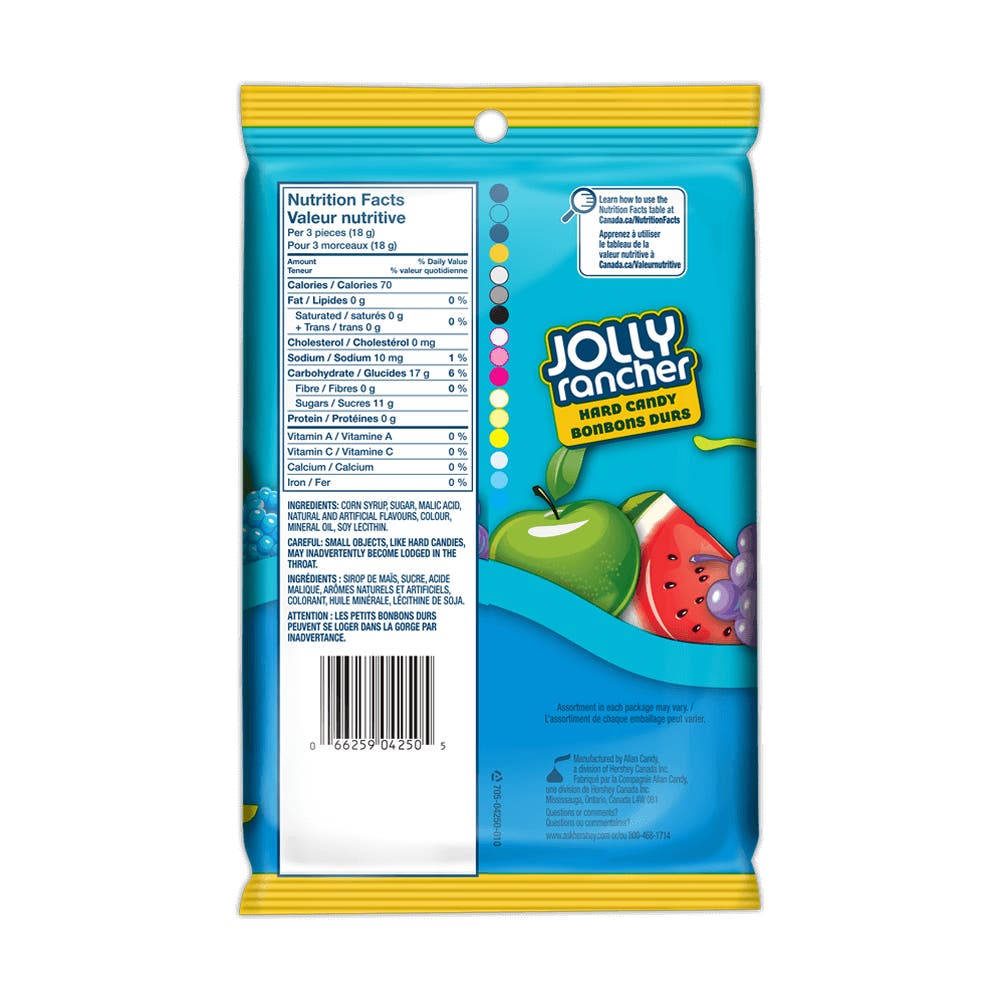 JOLLY RANCHER Original Hard Candy, 198g bag - Back of Package