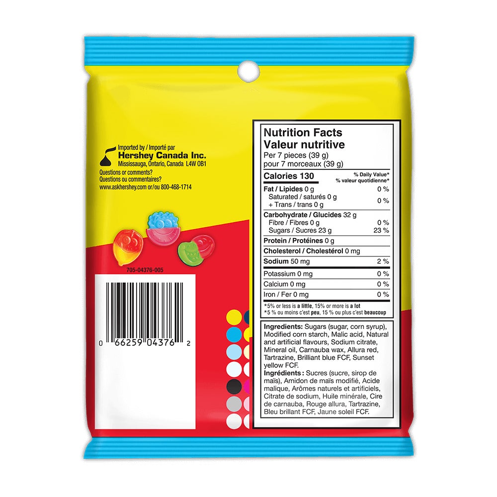 JOLLY RANCHER MISFITS Gummies, 182g bag - Back of Package