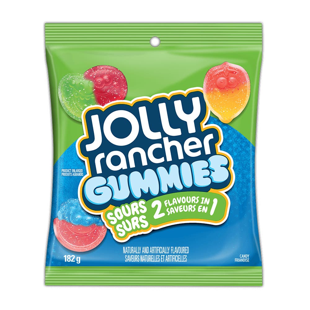 JOLLY RANCHER 2-in-1 Gummies Sours, 182g bag - Front of Package
