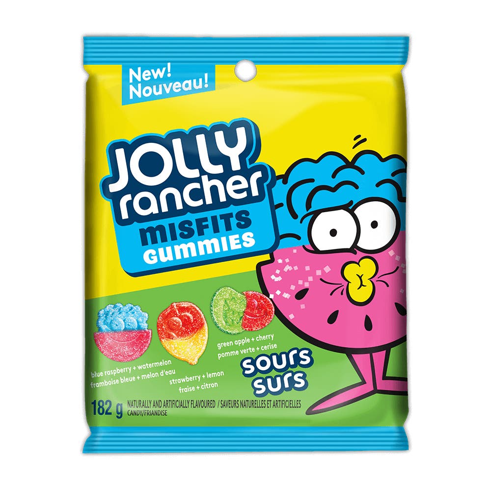 JOLLY RANCHER MISFITS Sours Gummies, 182g bag - Front of Package