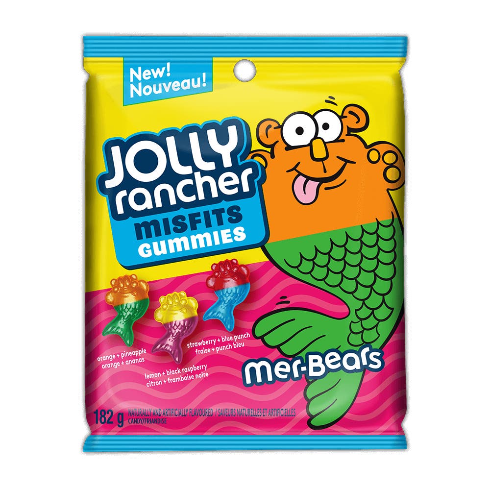 JOLLY RANCHER MISFITS Mer-Bears Gummies, 182g bag - Front of Package