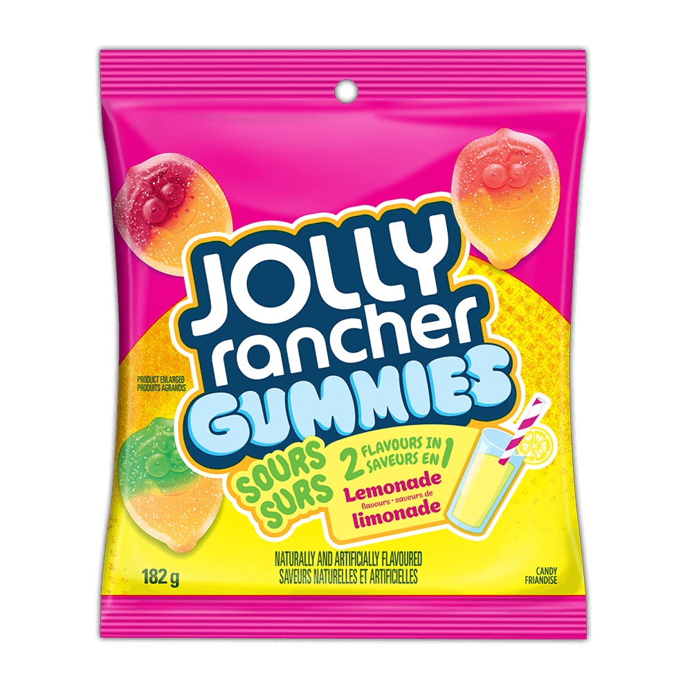 JOLLY RANCHER 2-in-1 Gummies Lemonade Sours, 182g bag - Front of Package