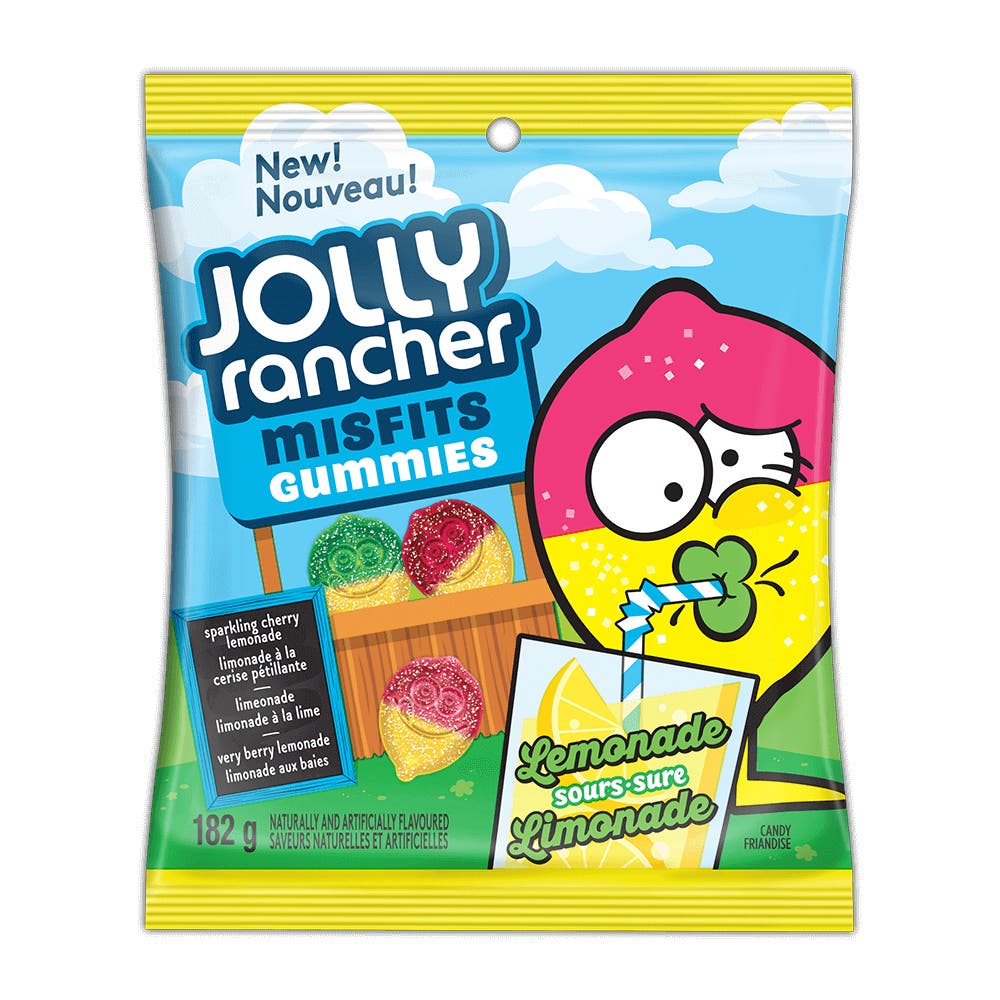 JOLLY RANCHER MISFITS Sours Lemonade Gummies, 182g bag - Front of Package
