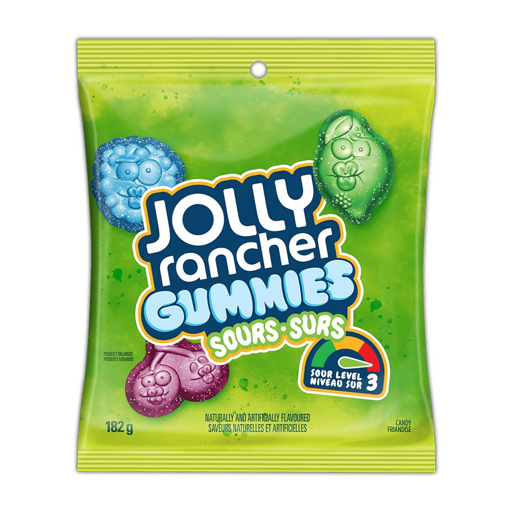 JOLLY RANCHER Gummies Sours, 182g bag - Front of Package