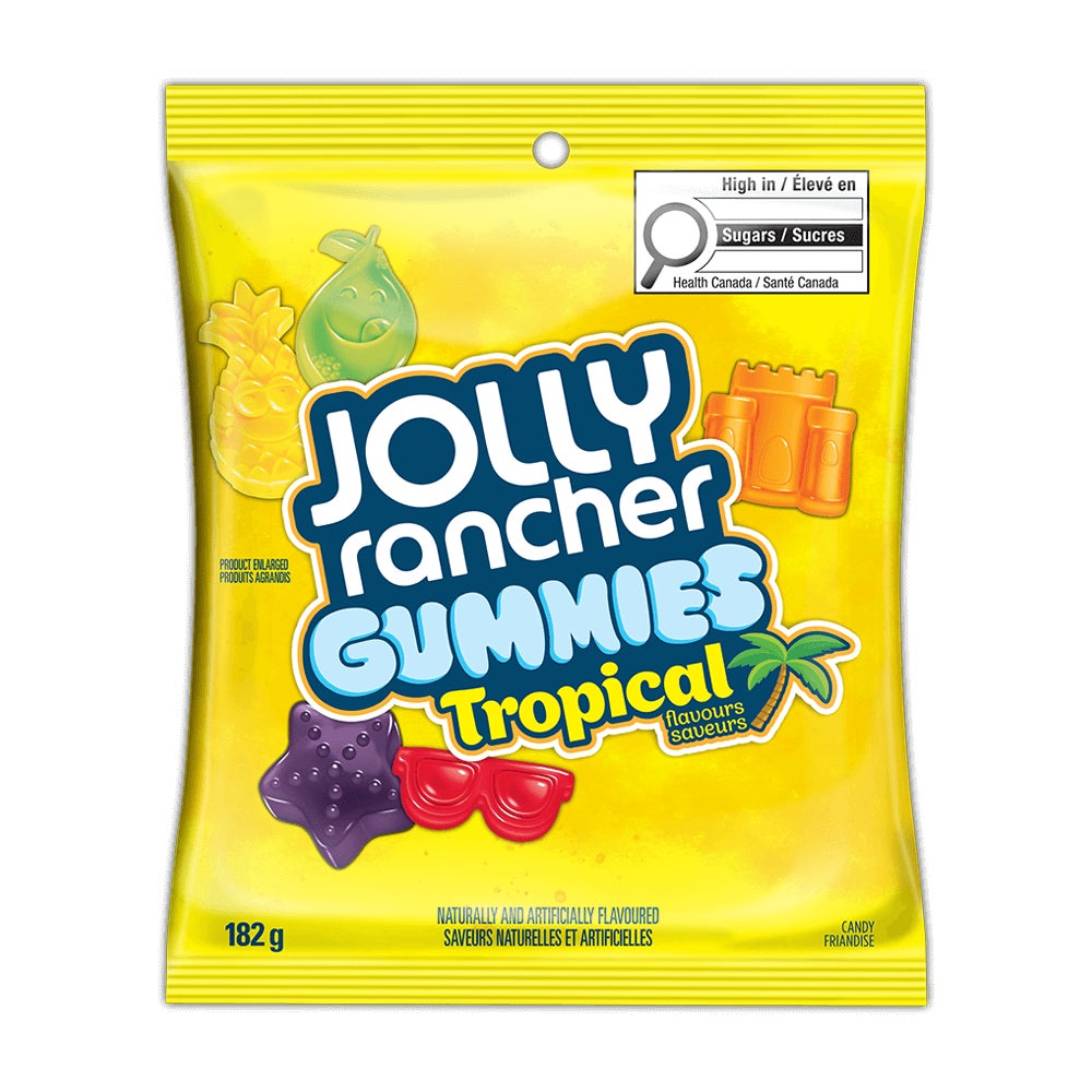 JOLLY RANCHER Gummies Tropical Flavours, 182g bag - Front of Package