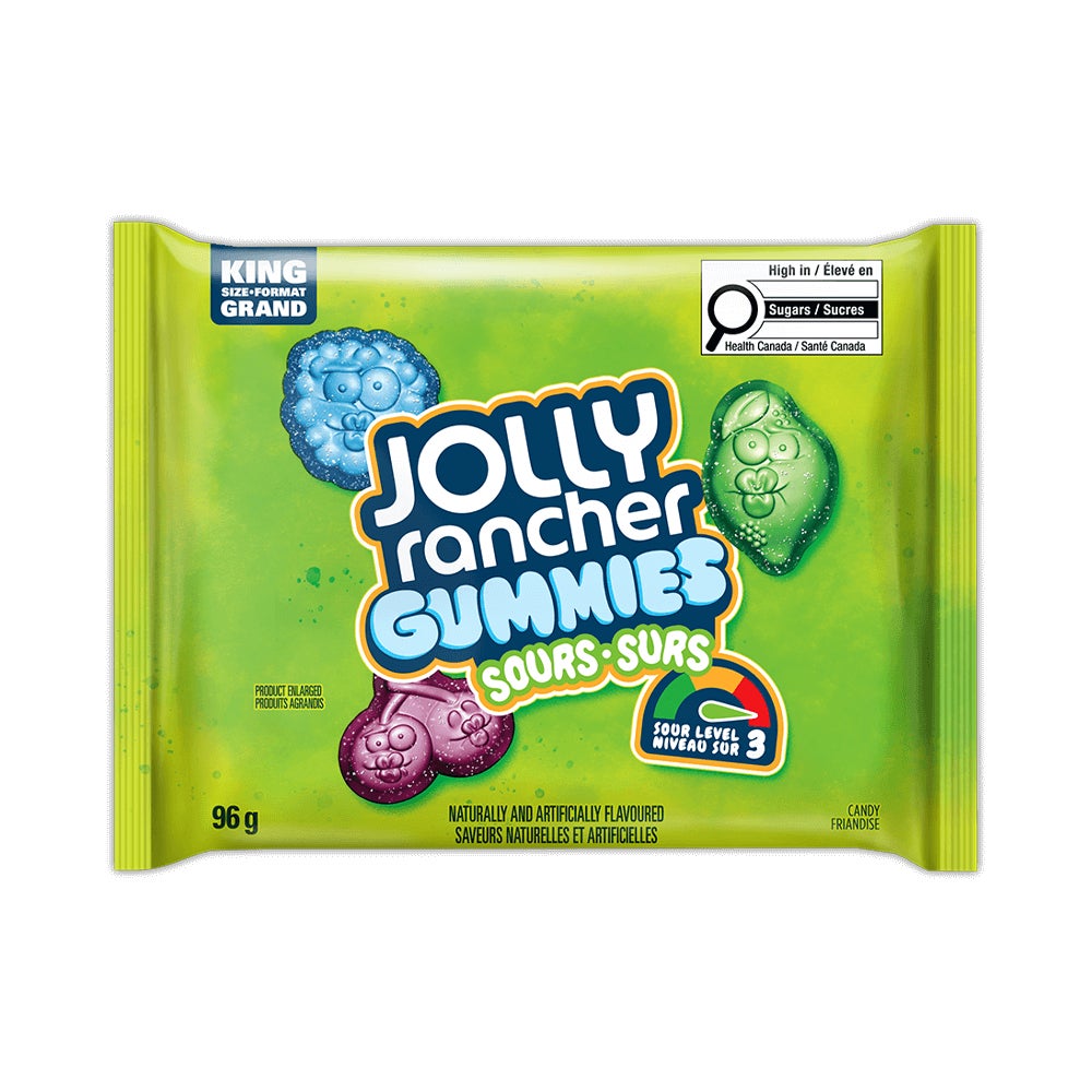 JOLLY RANCHER Gummies Sours King Size, 96g bag - Front of Package