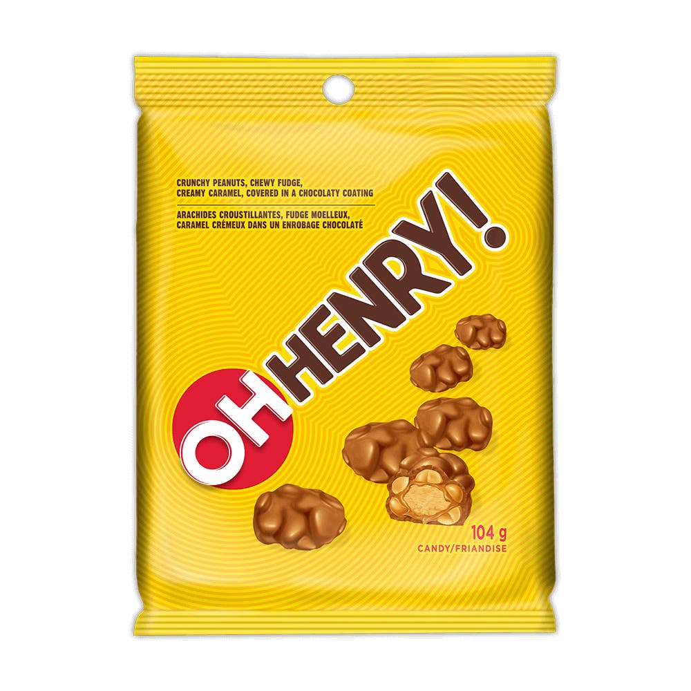 OH HENRY! Chocolatey Candy Bites, 104g bag - Front of Package