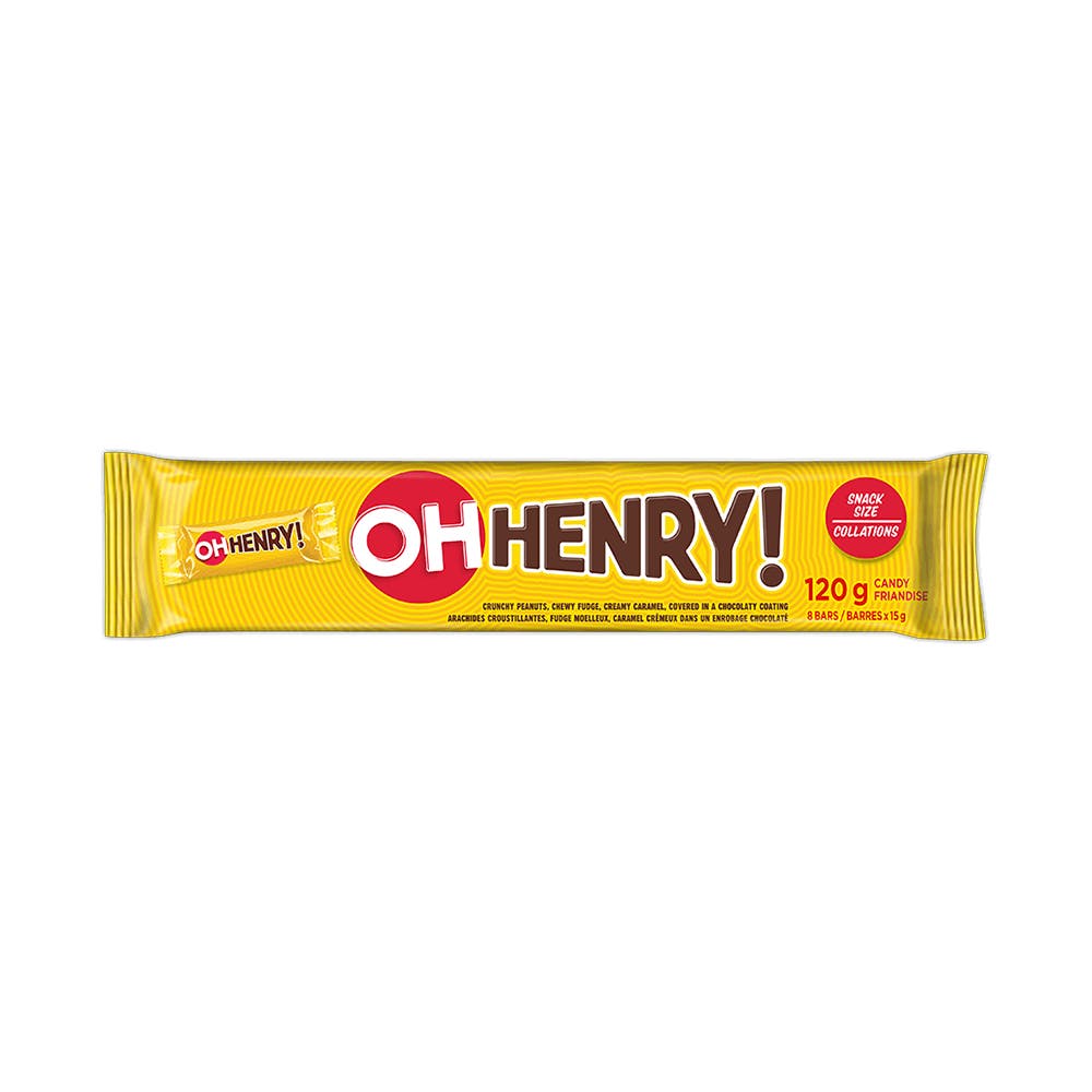OH HENRY! Chocolatey Snack Size Candy Bars, 15g, 8 bars - Front of Package