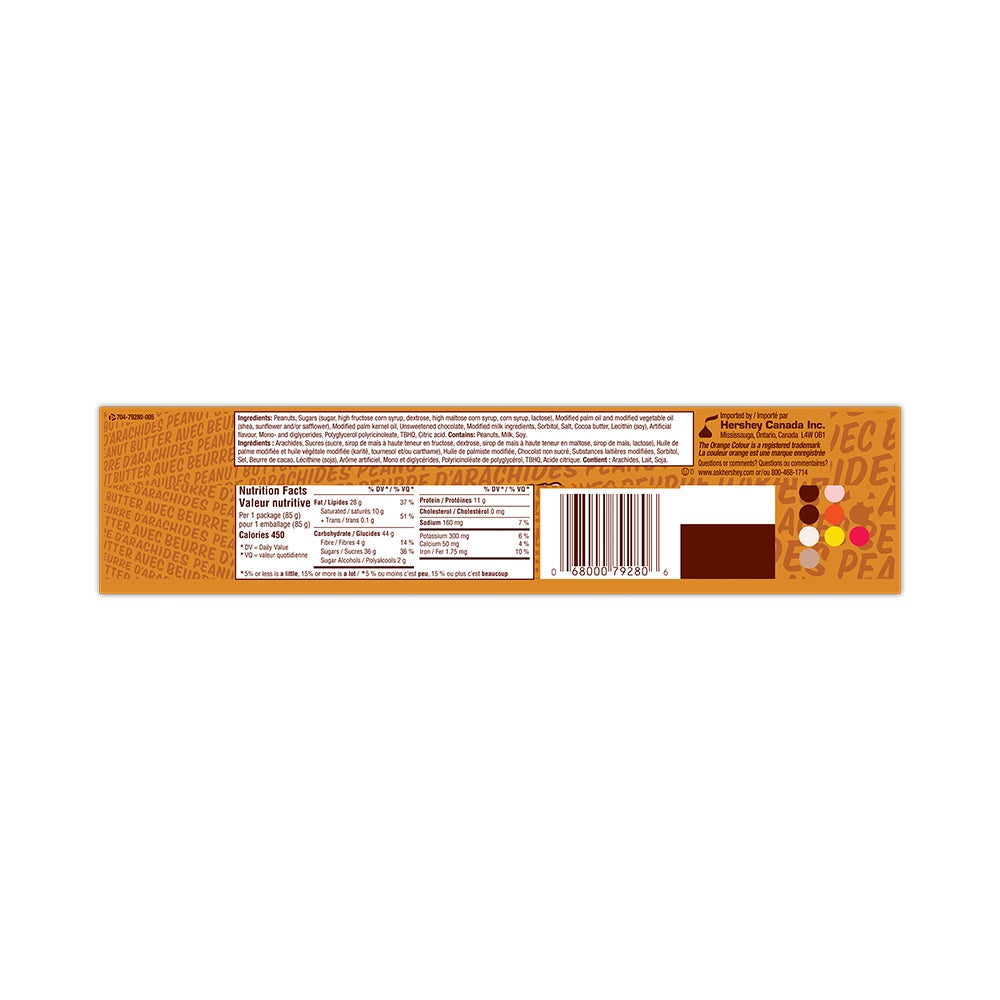 OH HENRY! REESE'S Peanut Butter King Size Candy Bar, 85g - Back of Package