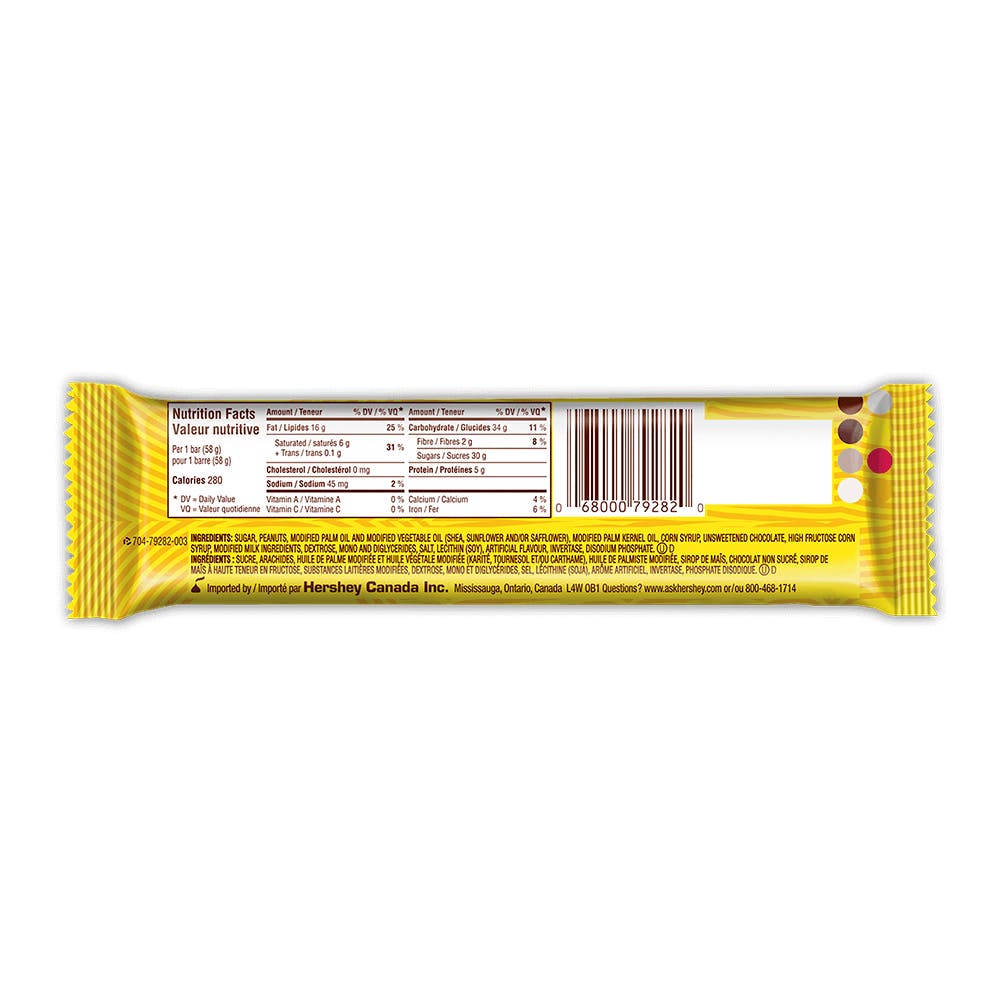 OH HENRY! Chocolatey Candy Bar, 58g - Back of Package
