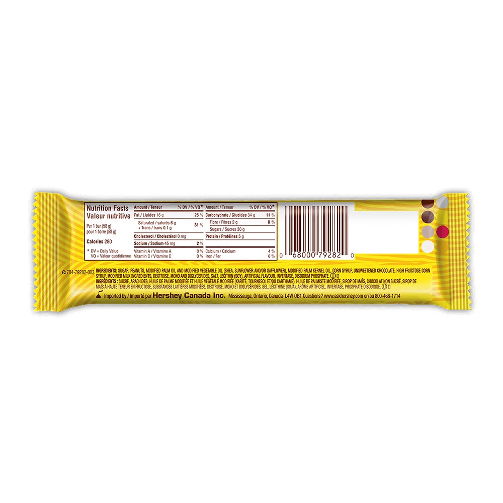 OH HENRY! Chocolatey Candy Bar, 58g - Back of Package