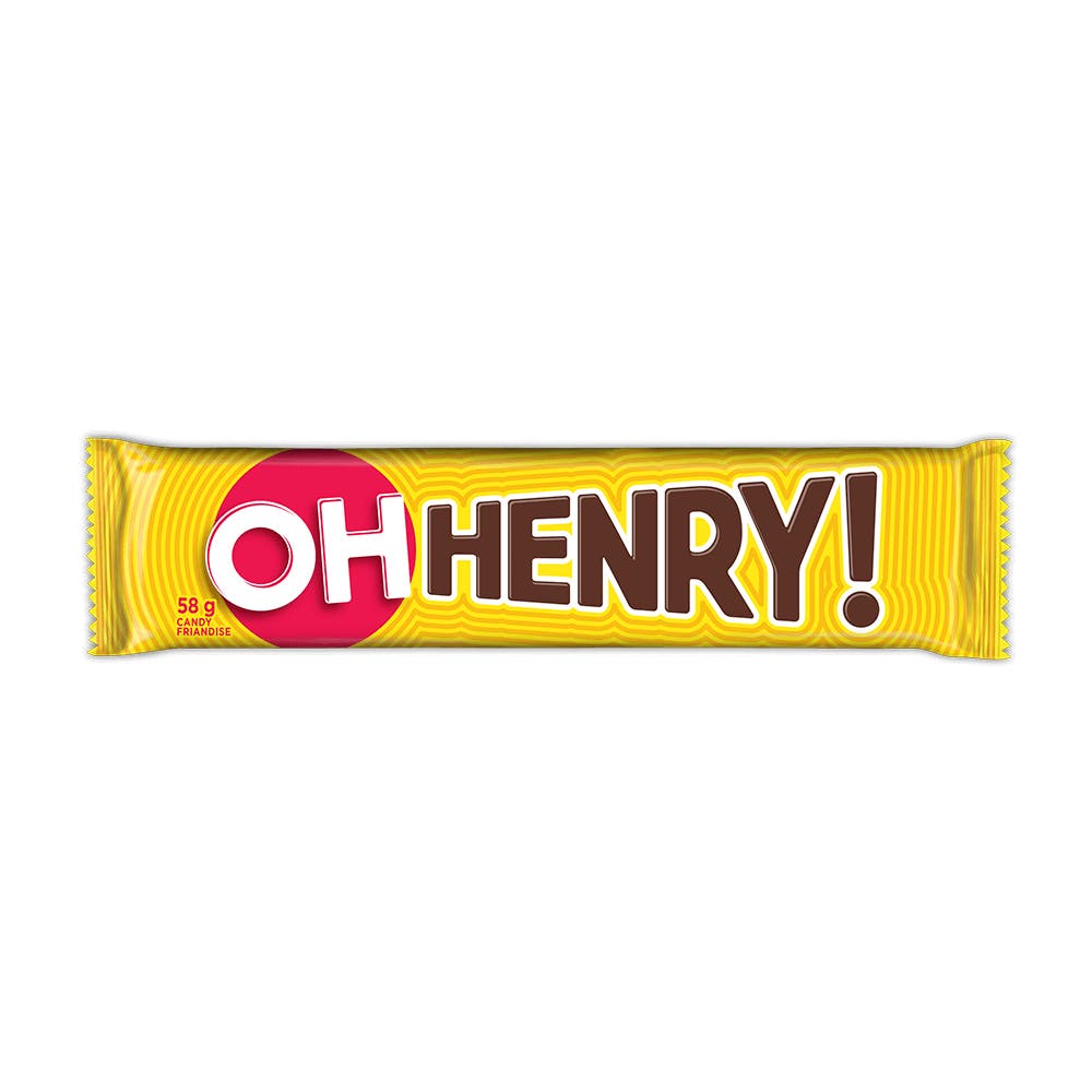 OH HENRY! Chocolatey Candy Bar, 58g - Front of Package