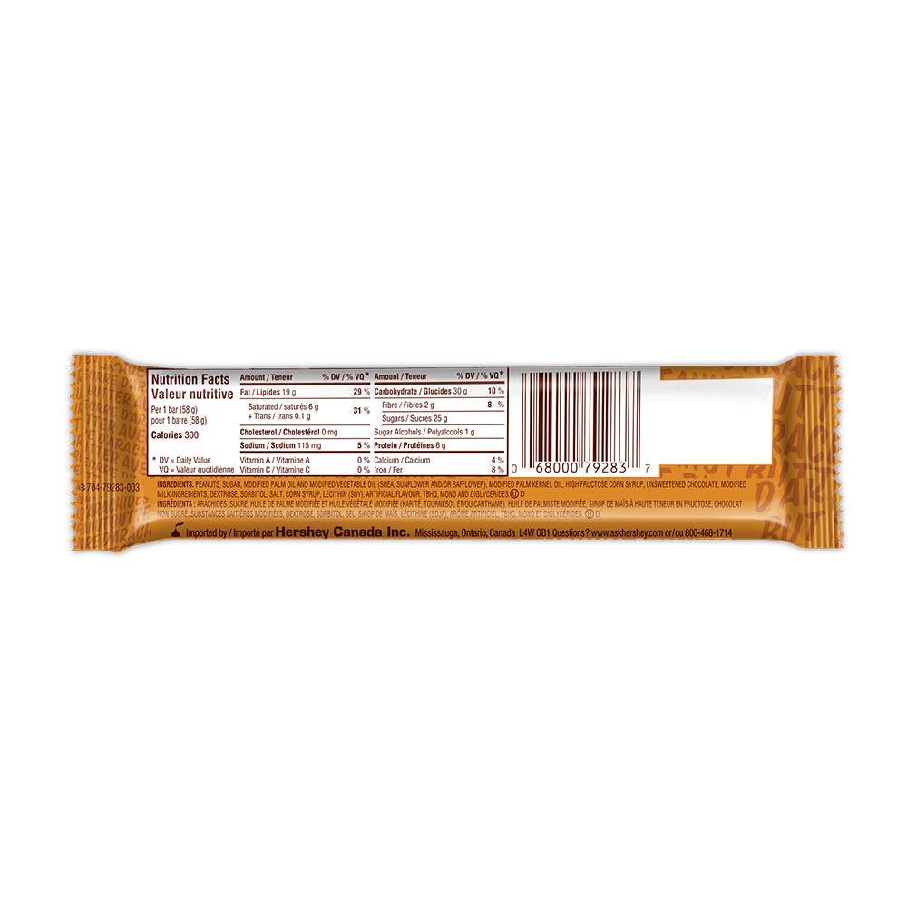 OH HENRY! REESE'S Peanut Butter Candy Bar, 58g - Back of Package