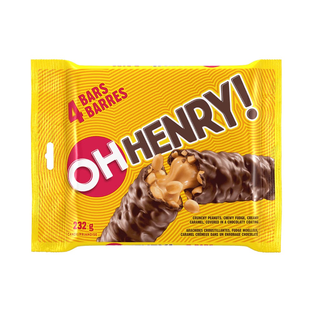 OH HENRY! Chocolatey Candy Bars, 58g, 4 bars - Front of Package