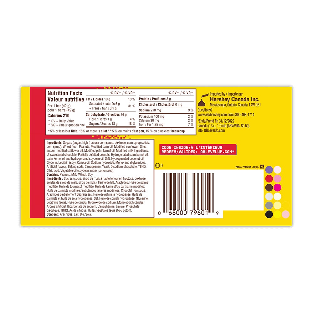 OH HENRY! LEVEL UP Chocolatey Candy Bar, 42g - Back of Package