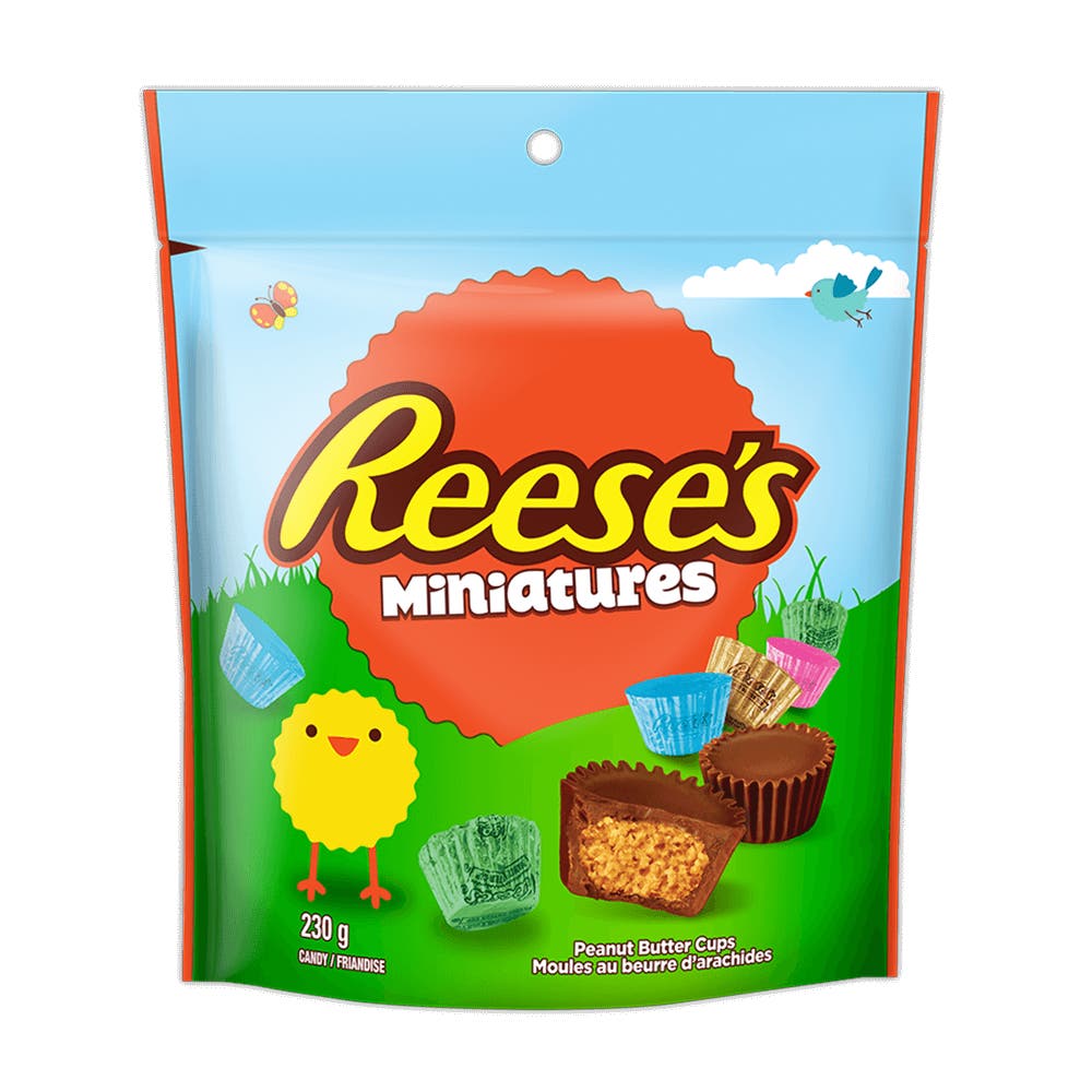 REESE'S Pastel Milk Chocolate Peanut Butter Cups Miniatures Candy, 230g bag - Front of Package