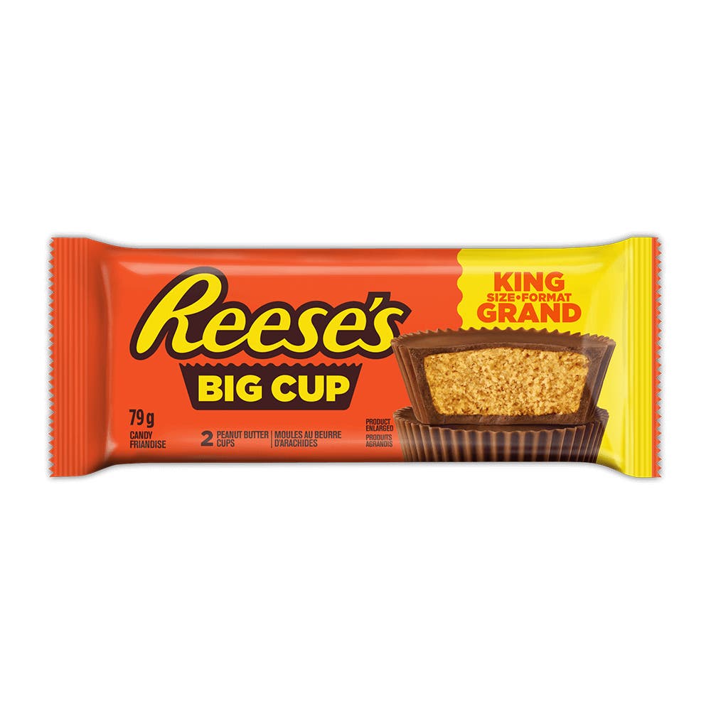 REESE'S Big Cup Milk Chocolate Peanut Butter King Size Candy, 79g - Front of Package
