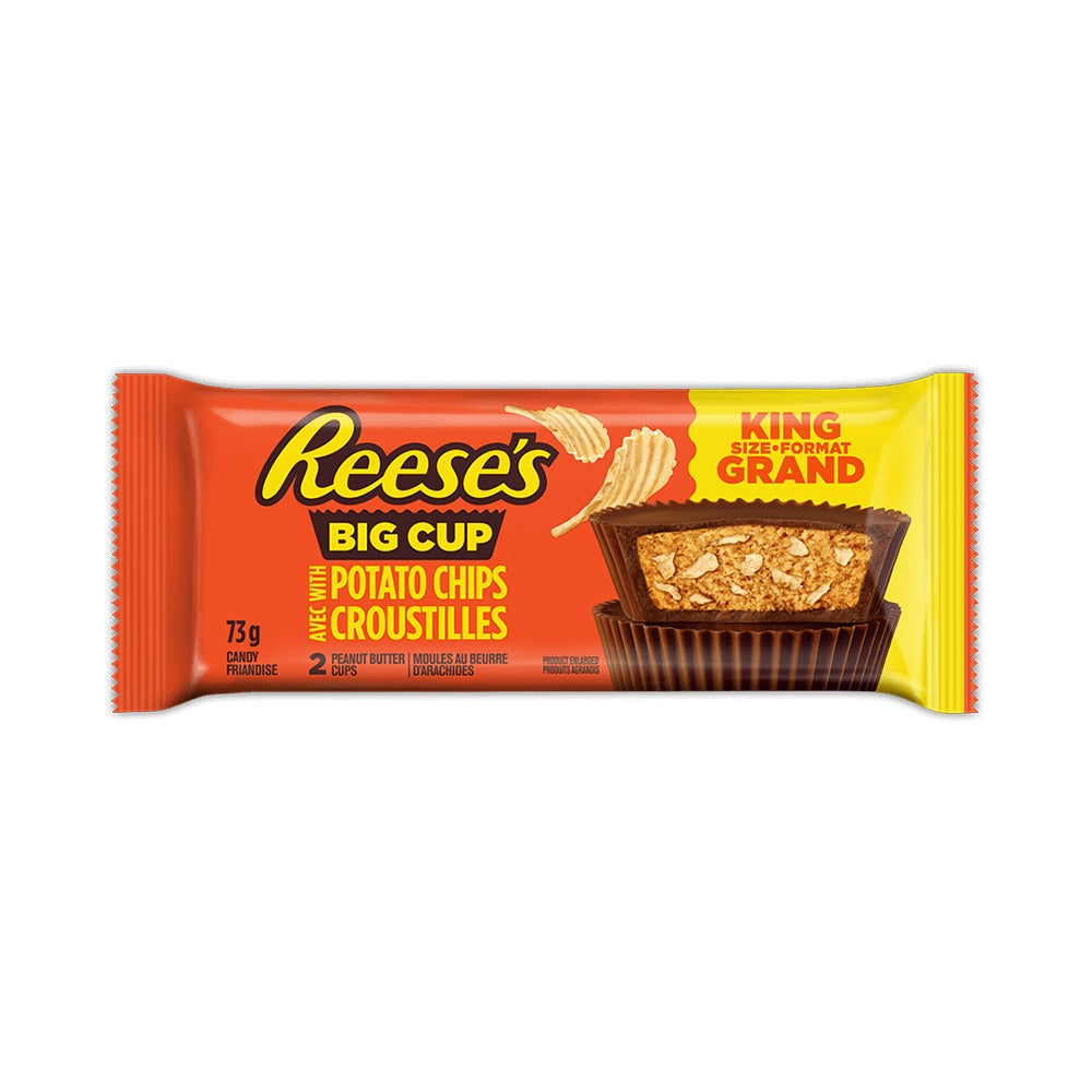 REESE'S Big Cup with Potato Chips Peanut Butter King Size Candy, 73g - Front of Package