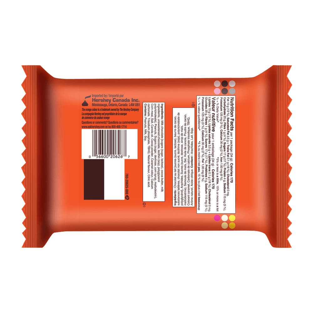 REESE'S BIG CUP with REESE'S PUFFS Milk Chocolate Peanut Butter Cups Candy, 34g - Back of Package