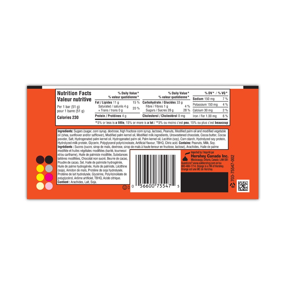 REESE'S + Nougat Candy Bar, 51g - Back of Package