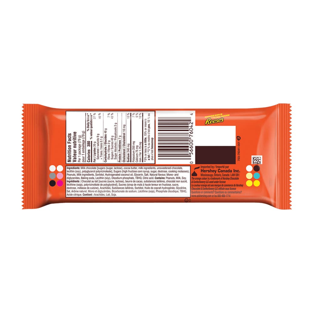 REESE'S BIG CUP with Caramel King Size Candy, 79g - Back of Package