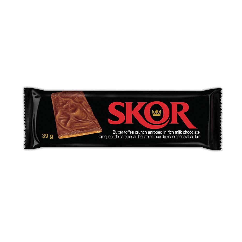 SKOR Milk Chocolate with Crisp Butter Toffee Candy Bar, 39g - Front of Package