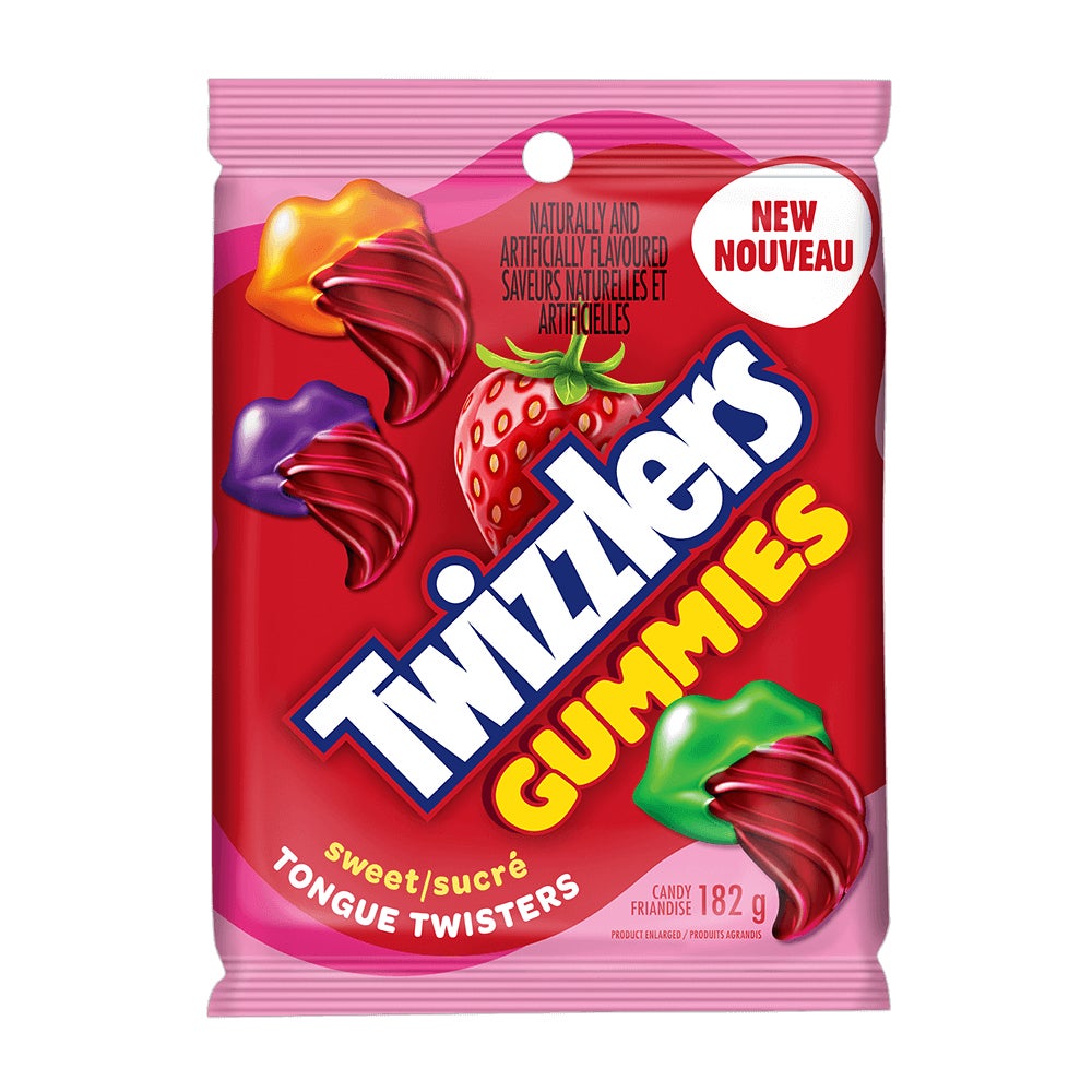 TWIZZLERS TONGUE TWISTERS Sweet Gummies, 182g bag - Front of Package