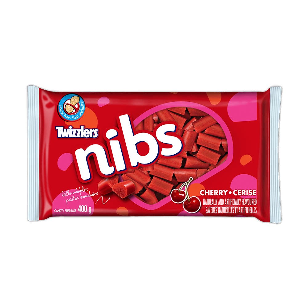 TWIZZLERS NIBS Cherry Candy, 400g bag - Front of Package