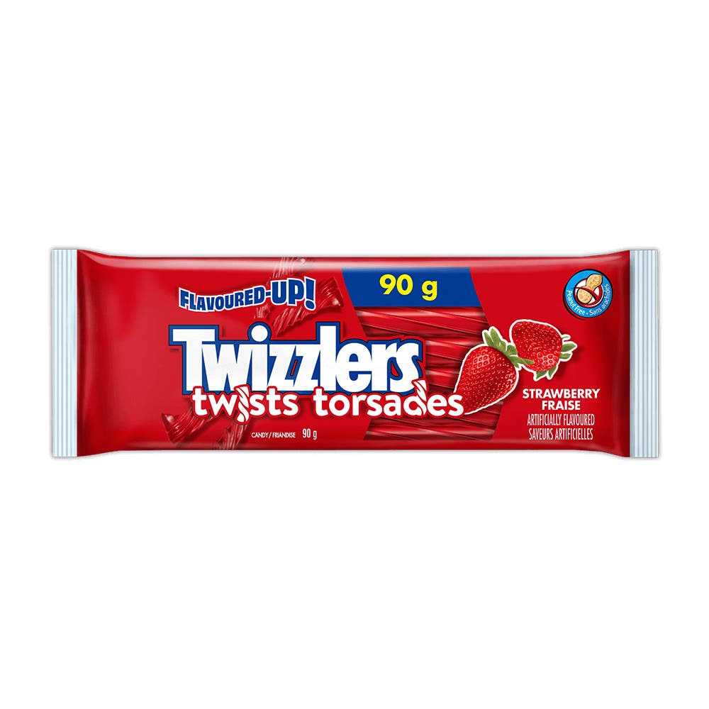 TWIZZLERS Twists Strawberry Candy, 90g bag - Front of Package