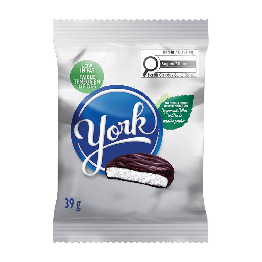 YORK Dark Chocolate Peppermint Pattie, 39g - Front of Package