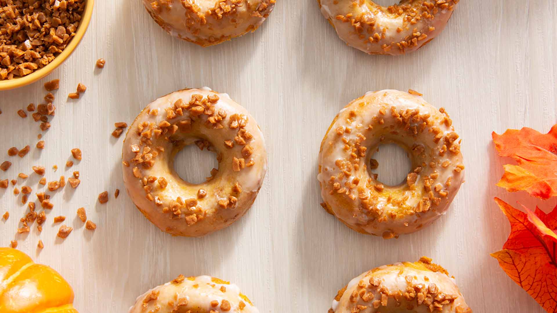 baked pumpkin skor toffee donuts recipe