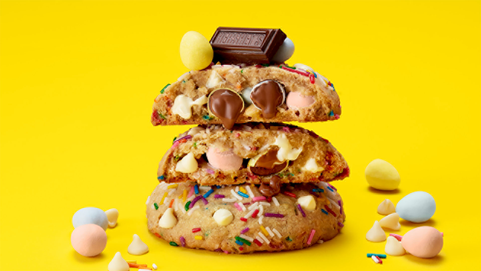 hersheys easter eggie hunt stuffed cookies