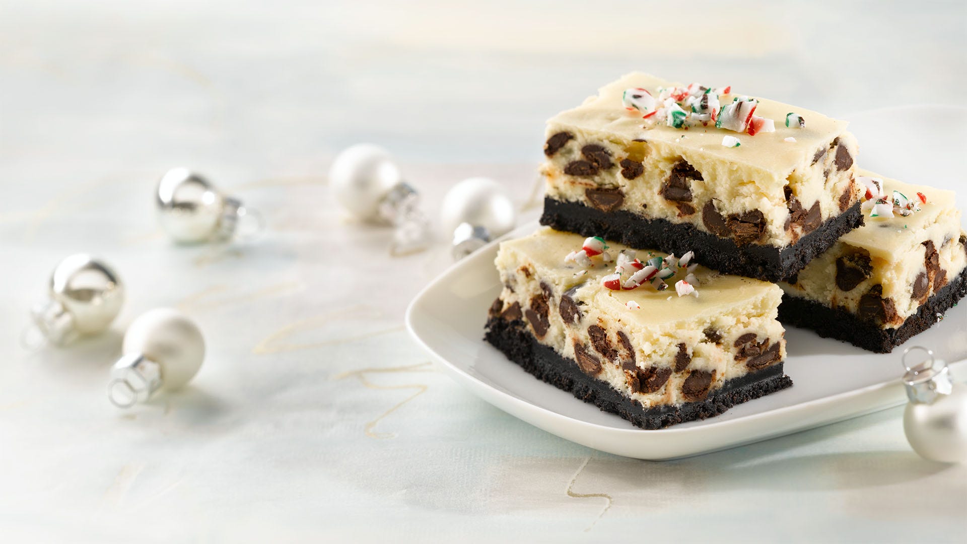 festive chocolate chip cheesecake bars recipe