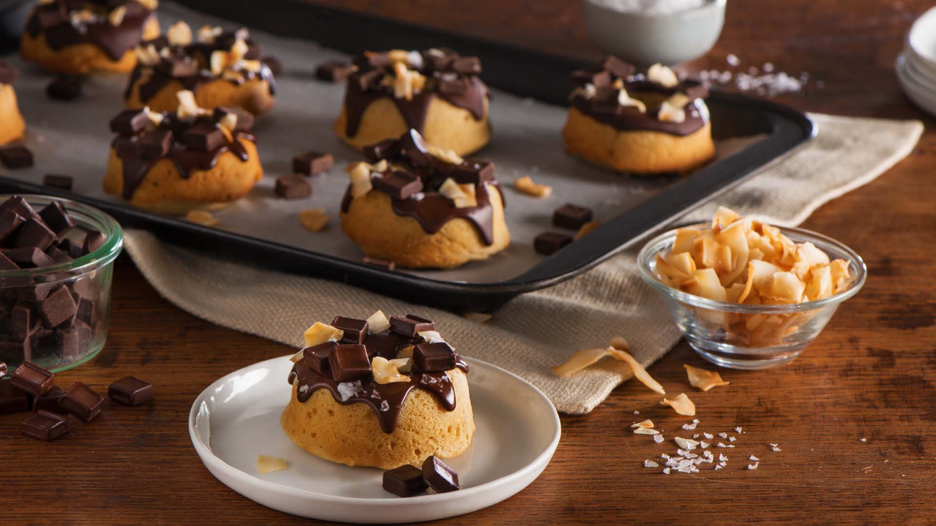 toasted coconut and sea salt baked doughnuts