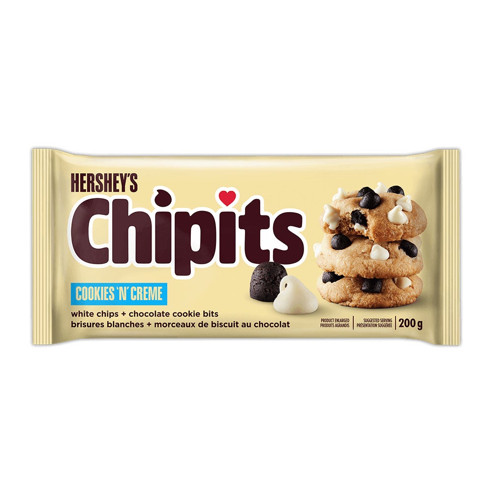 Brisures HERSHEY'S CHIPITS COOKIES 'N' CREME, sac de 200 g - Devant de l’emballage