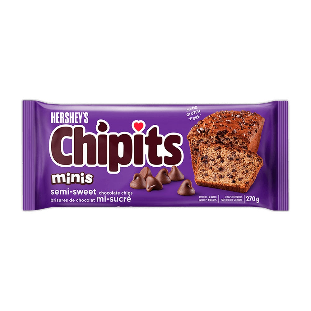 Brisures miniatures de chocolat mi-sucré HERSHEY'S CHIPITS, sac de 270 g - Devant de l’emballage