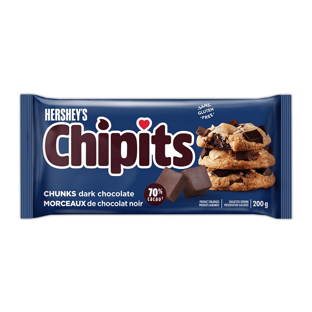 Morceaux de chocolat noir HERSHEY'S CHIPITS, sac de 200 g - Devant de l’emballage