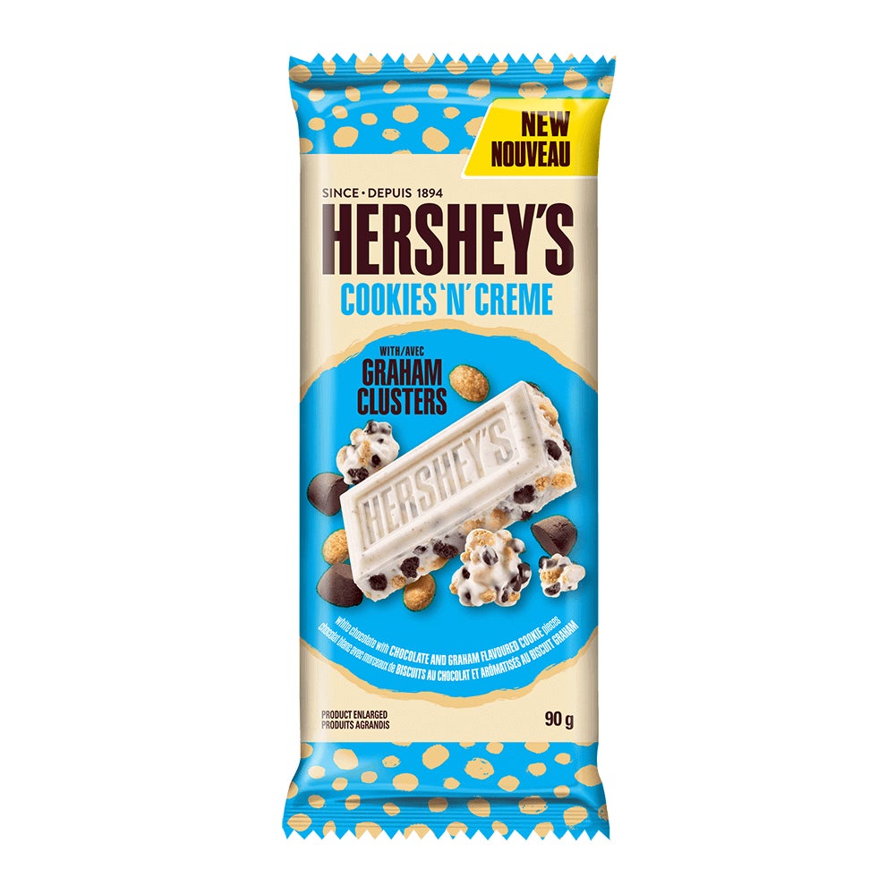 Barre de PRALINES GRAHAM HERSHEY'S COOKIES 'N' CREME, 90 g - Devant de l’emballage