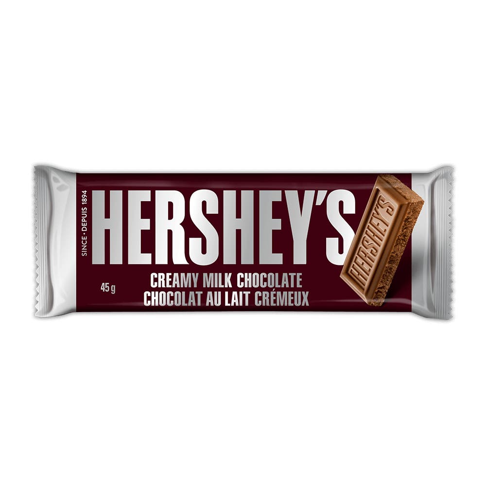 Barre HERSHEY'S chocolat au lait crémeux, 45 g - Devant de l’emballage
